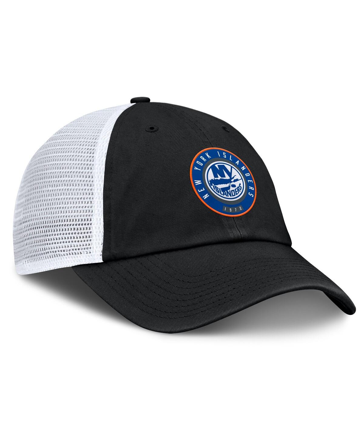 Fanatics Men's Black/white New York Islanders Averie Trucker Adjustable Hat In Black,white