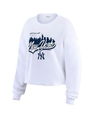 Women's White New York Yankees Domestic Postcard Long Sleeve T-Shirt