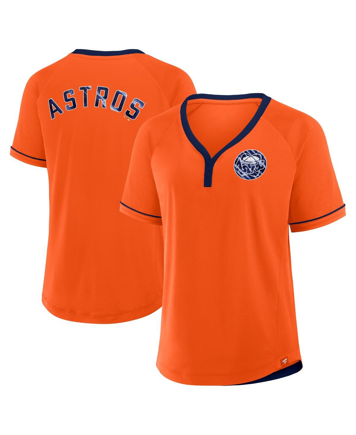 Fanatics Women's Orange Houston Astros Cooperstown Collection League Diva Raglan V-neck T-shirt In Orange