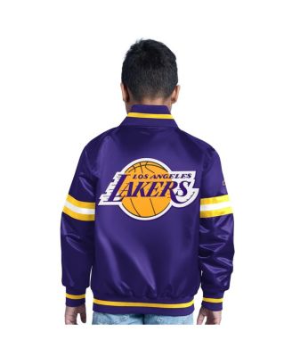 Big Boys and Girls Purple Los Angeles Lakers Scrimmage Full-Snap Varsity Jacket
