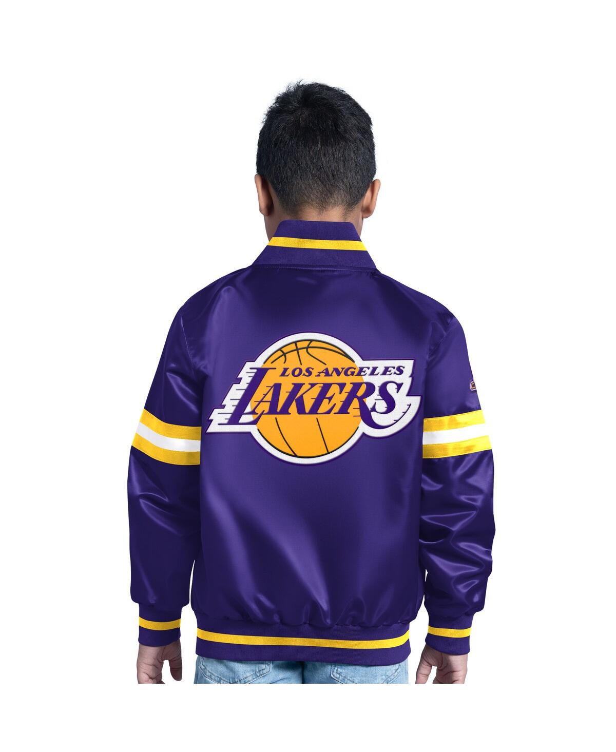 Shop Starter Big Boys And Girls Purple Los Angeles Lakers Scrimmage Full-snap Varsity Jacket