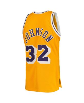 Men's Magic Johnson Gold Los Angeles Lakers 1984/85 Hardwood Classics Authentic Jersey