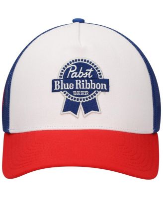 Men's White/Red Pabst Blue Ribbon A-Frame Trucker Adjustable Hat