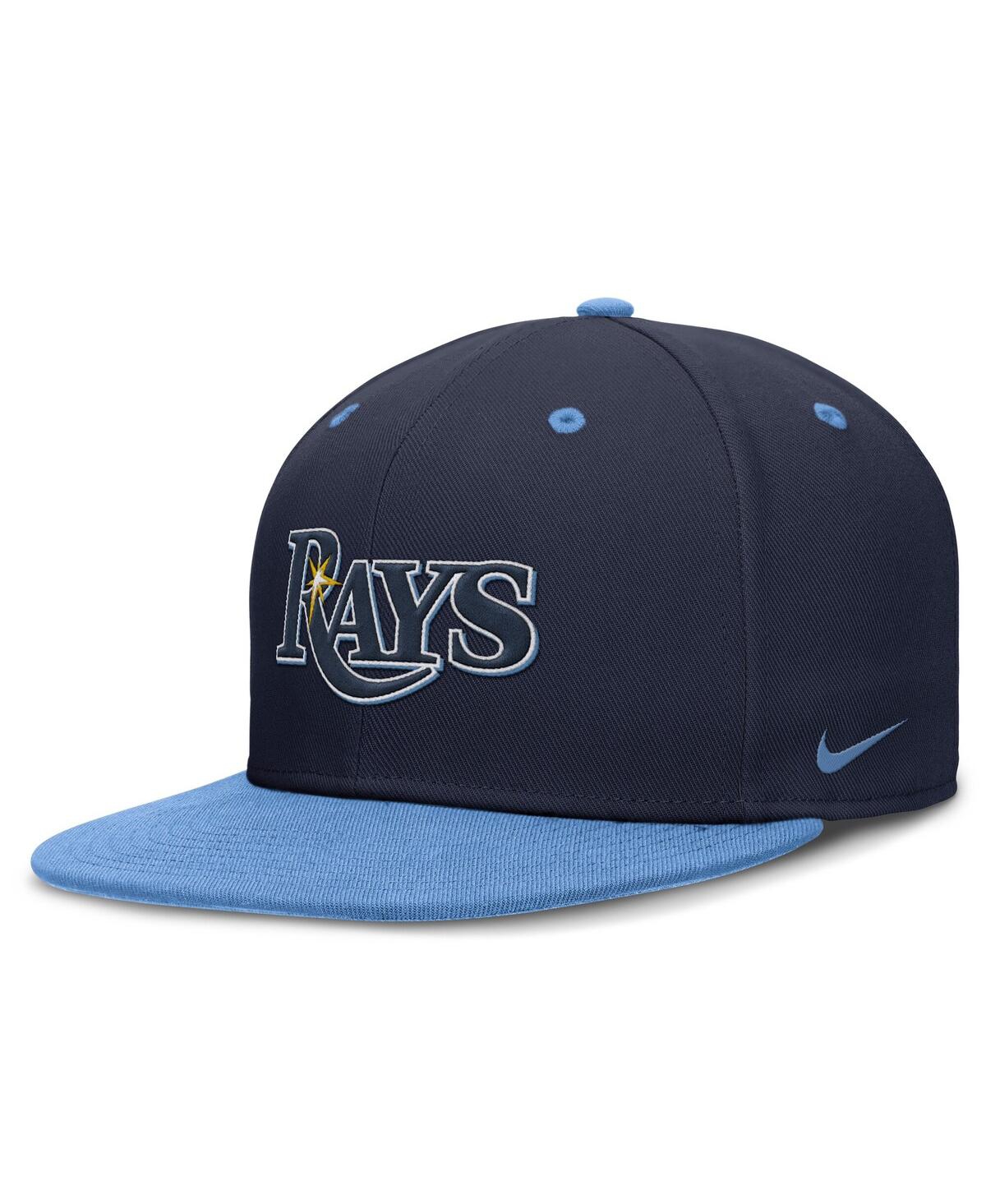 Nike Men's Navy/light Blue Tampa Bay Rays 25th Anniversary True Primetime Two-tone Performance Fitted Hat In Navy,light Blue