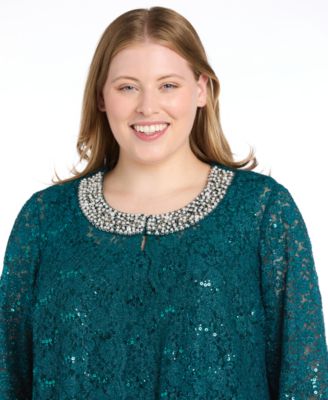 Plus Size 3-Pc. Embellished Jacket, Tank & Pants Set