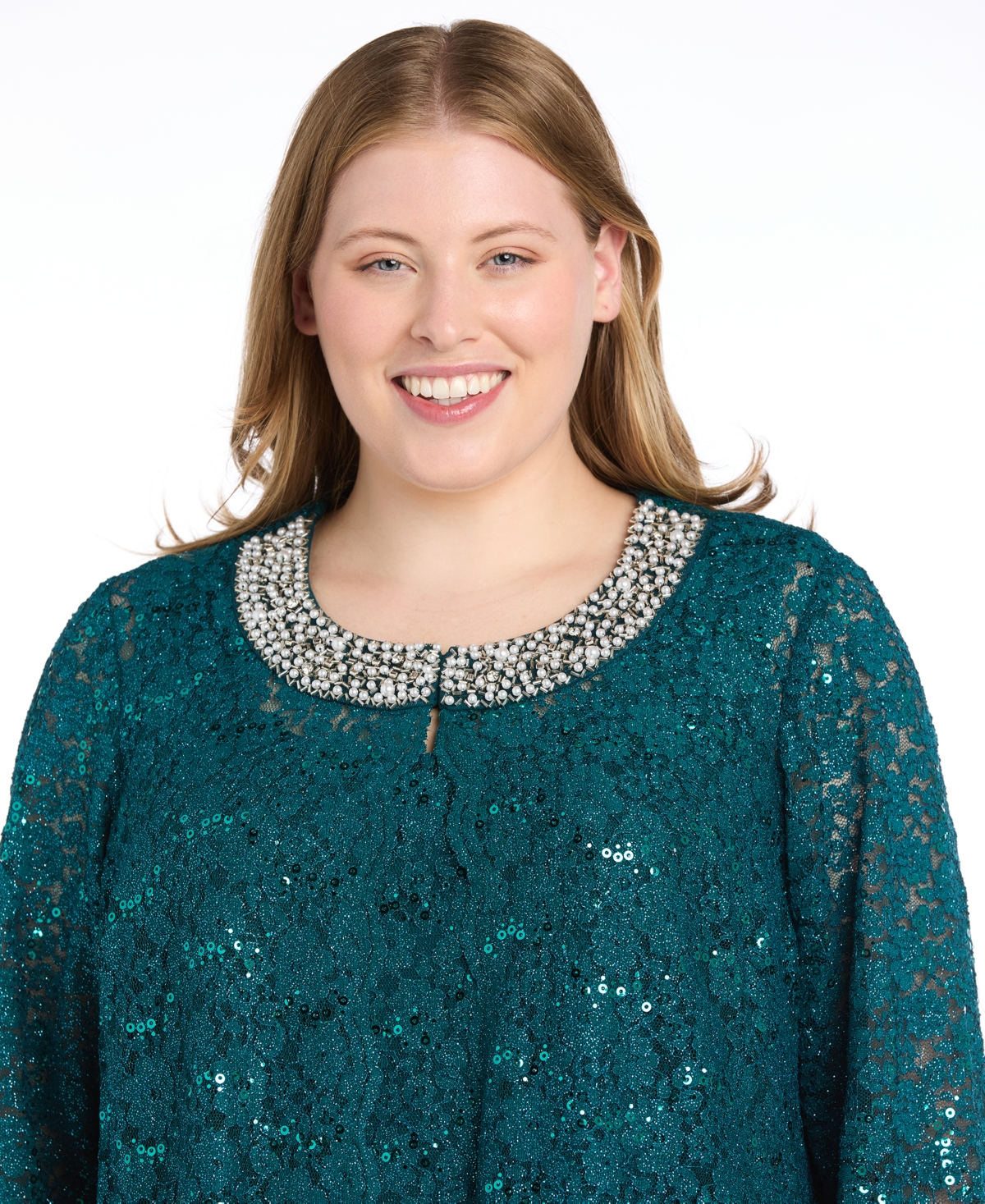 R & M Richards Plus Size 3-pc. Embellished Jacket, Tank & Pants Set In Green