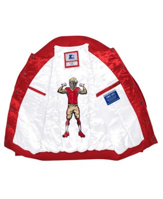 Men's Scarlet San Francisco 49ers Exclusive Satin Full-Snap Varsity Jacket