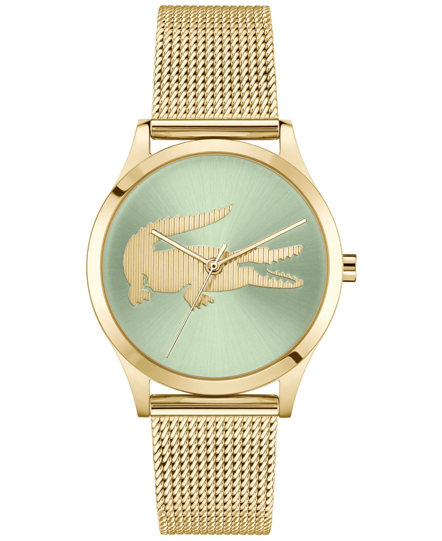 Женские часы Lacoste Crocodelle Gold Tone Stainless Steel Mesh Bracelet Watch, 36mm — фото 1