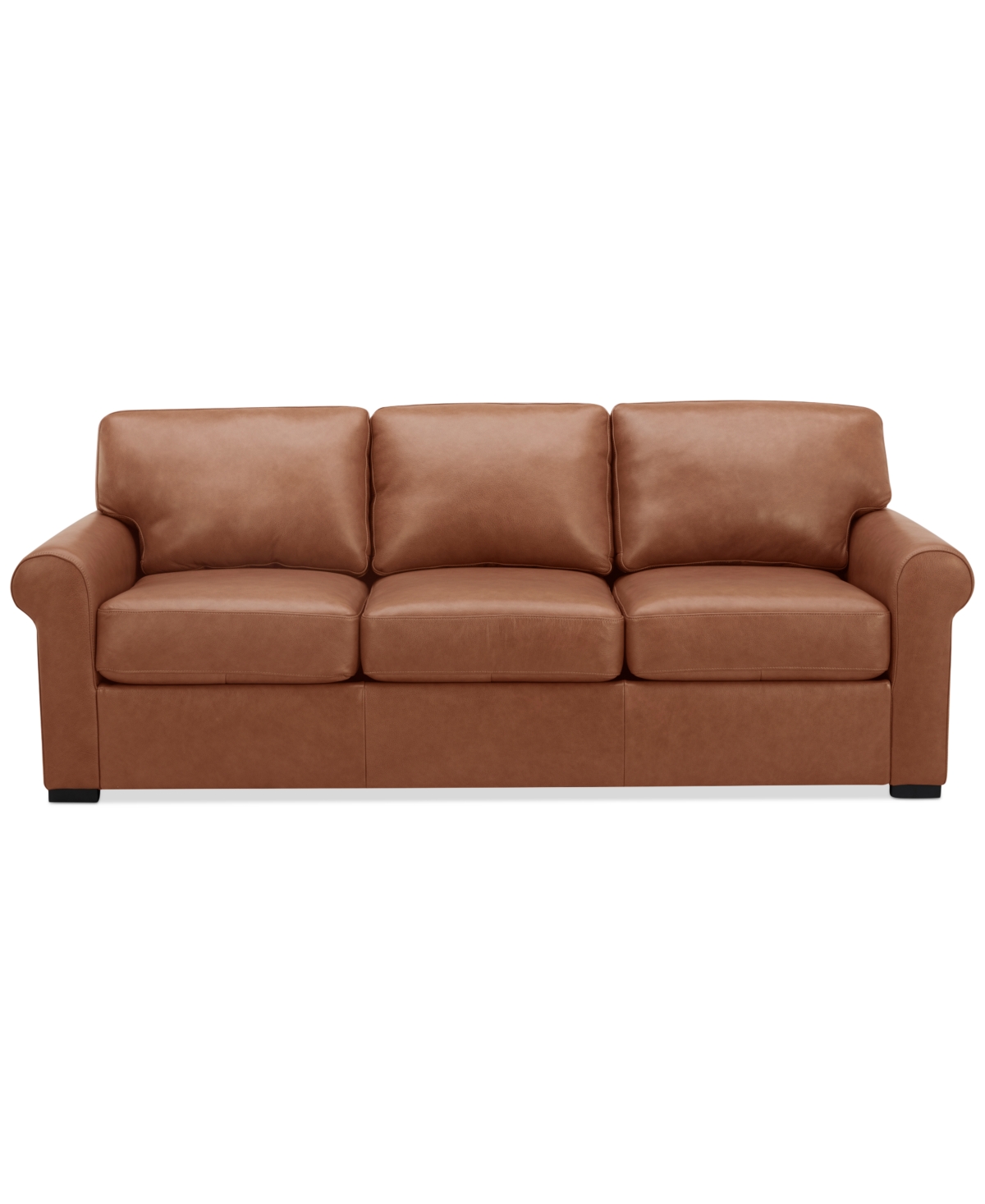 Macy's Radley 86" Leather Roll Arm Sofa, Exclusively At  In Light Tan