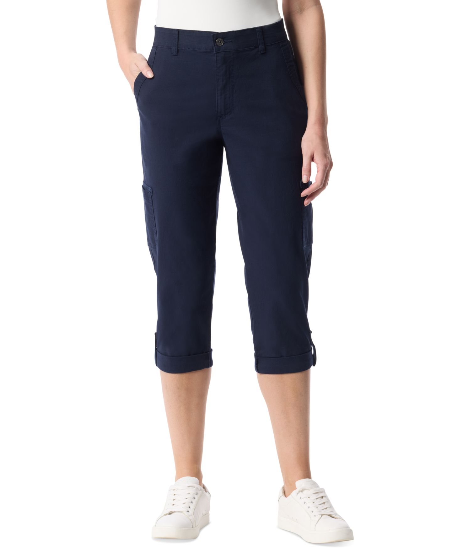 Женские брюки Gloria Vanderbilt Adjustable-Hem Cargo Capri, цвет: Тёмно-синий — фото 1