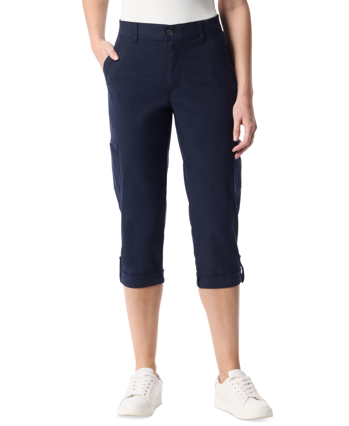 Gloria Vanderbilt Women's Adjustable-hem Cargo Capri Pants In Midnight Affair