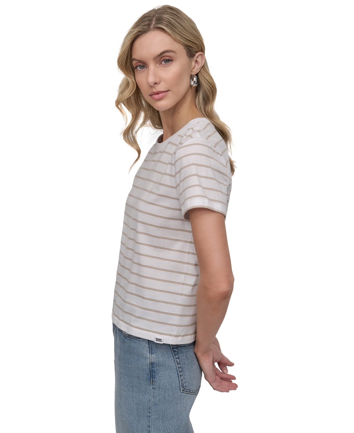 DKNY JEANS PETITE STRIPED CREWNECK T-SHIRT 