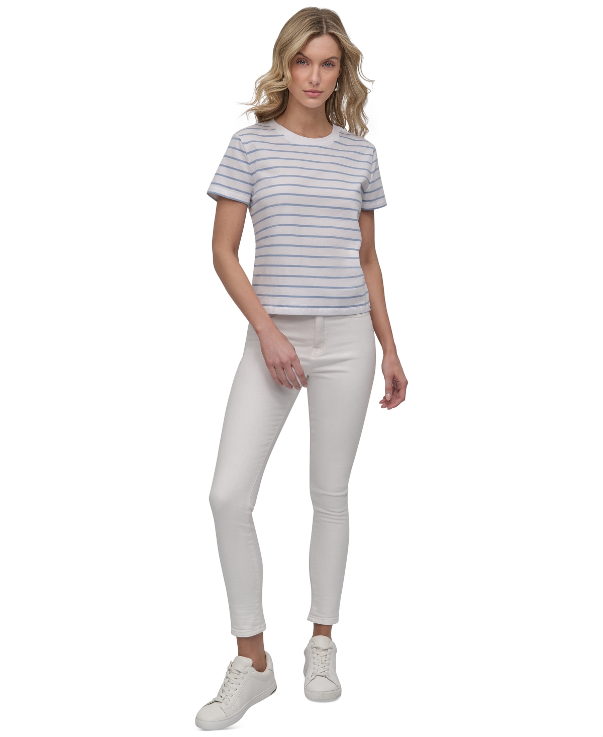 DKNY JEANS PETITE STRIPED CREWNECK T-SHIRT 