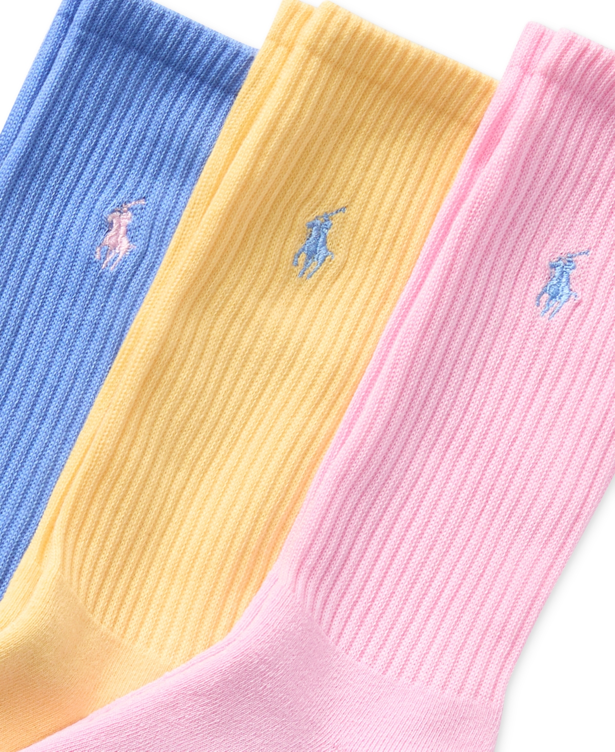 POLO RALPH LAUREN 3 PACK RIBBED CUSHION FOOT CREW MEN'S SOCKS 