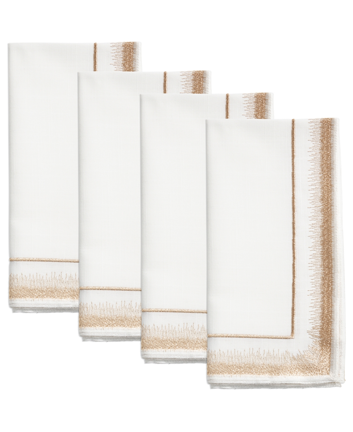 Saro Lifestyle Elegant Embroidery Detail Napkin, Set Of 4 In Gold