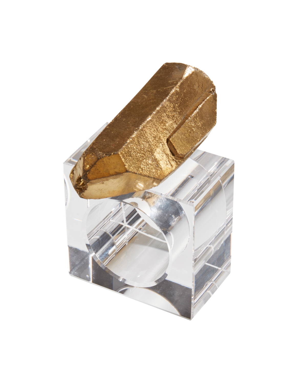 Saro Lifestyle Luxe Quartz Napkin Ring, Set Of 4 In Gold