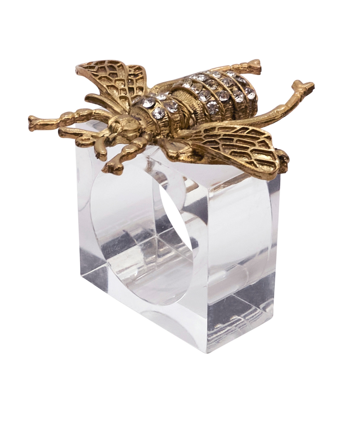 Saro Lifestyle Buzzing Bee Beaded Napkin Ring, Set Of 4 In Gold