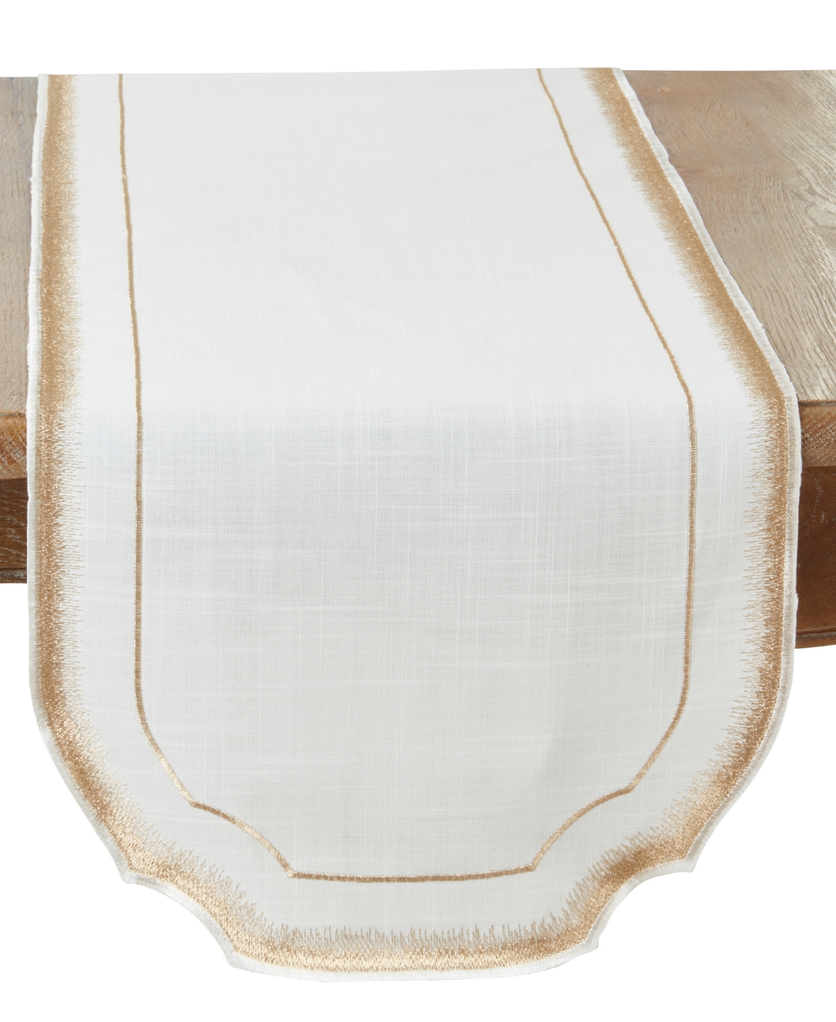 Shop Saro Lifestyle Elegant Embroidery Detail Table Runner, 16" X 70" In Gold