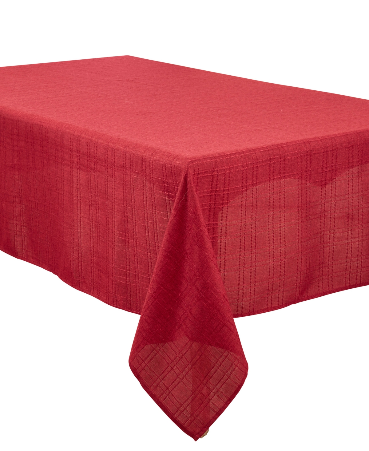 Shop Saro Lifestyle Refined Stitched Plaid Tablecloth, 65" X 160" In Burgundy