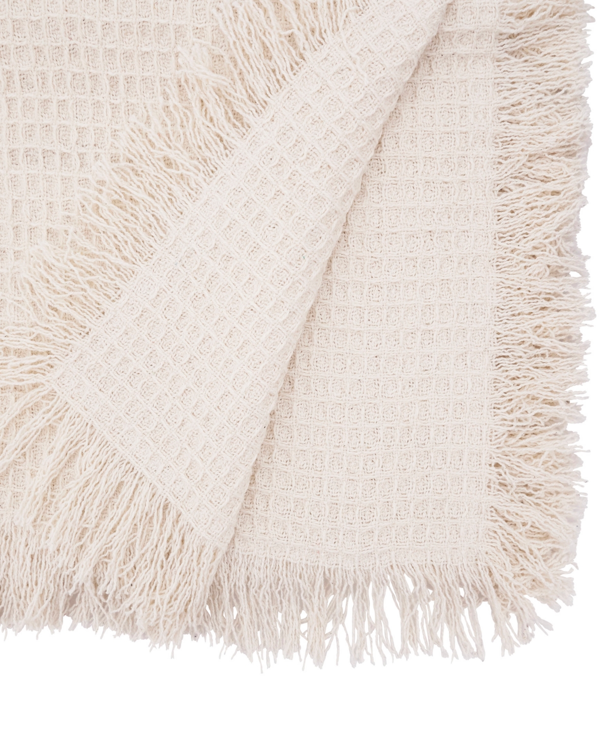 Saro Lifestyle Fringe-touched Waffle Weave Table Runner, 16" X 72" In Natural