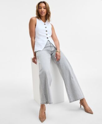 Women's Linen-Blend Longline Vest, Exclusively at Macy's