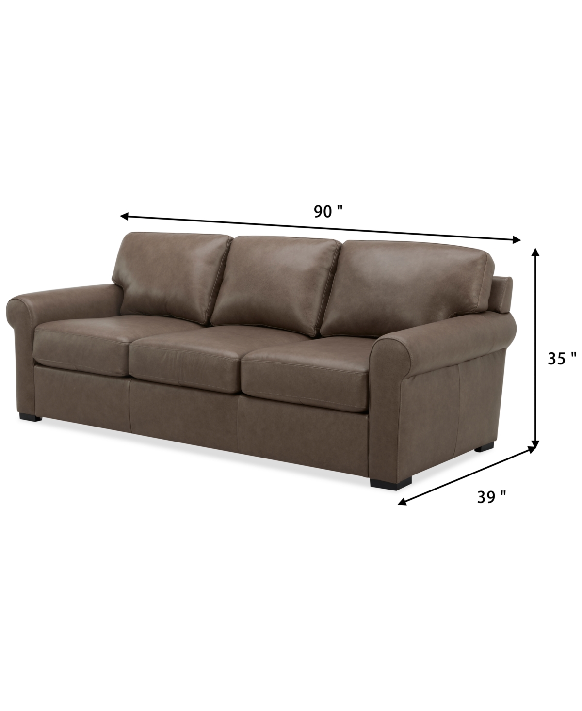 Macy's Radley 86" Leather Roll Arm Sofa, Exclusively At  In Taupe