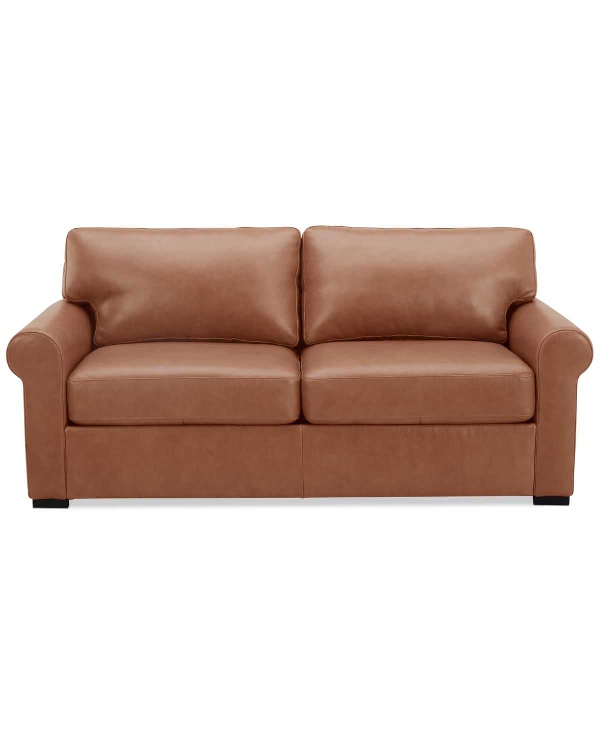 Macy's Radley 74" Leather Roll Arm Apartment Sofa, Exclusively At  In Light Tan