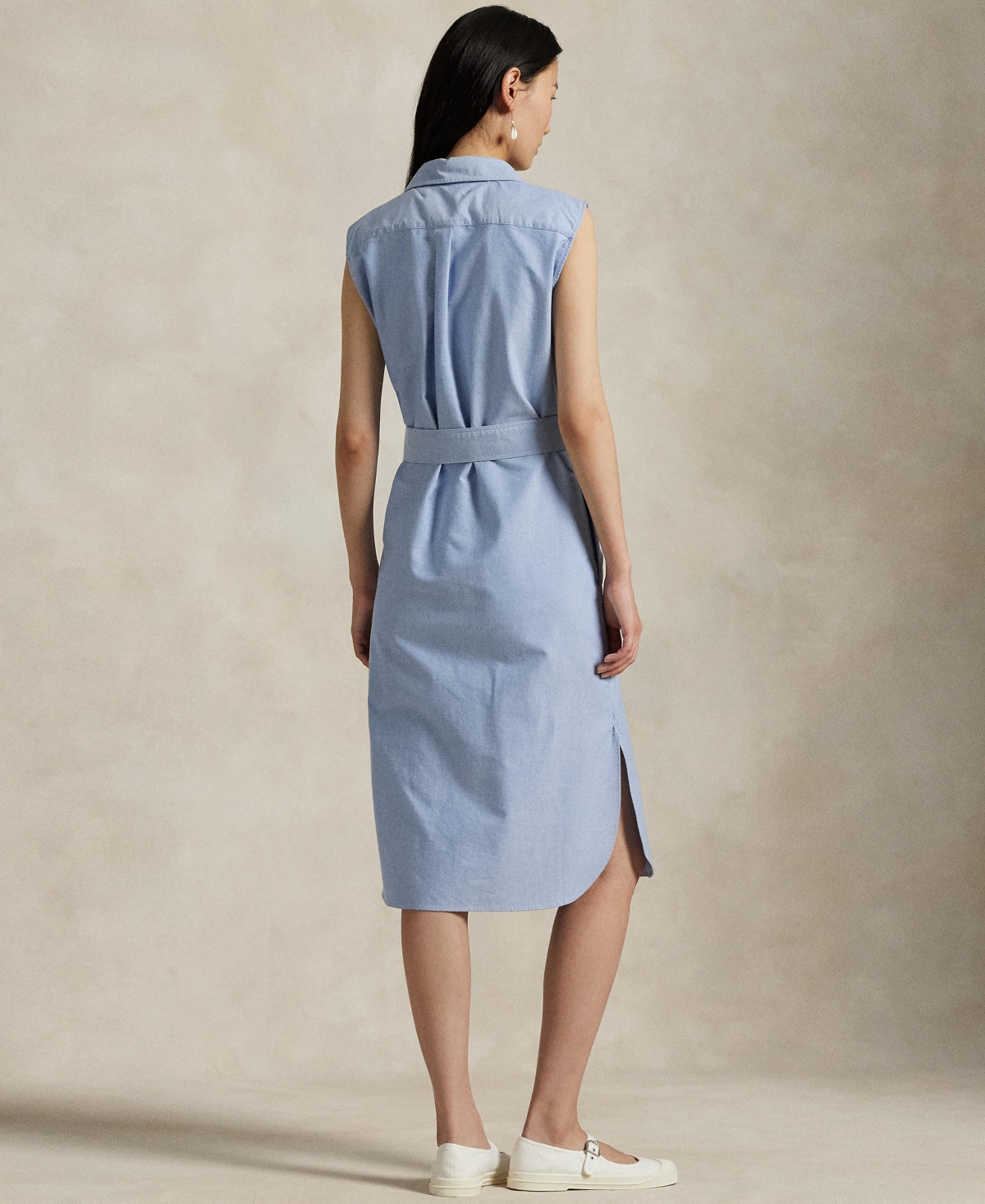 Polo Ralph Lauren Sleeveless Cotton Shirtdress In Blue