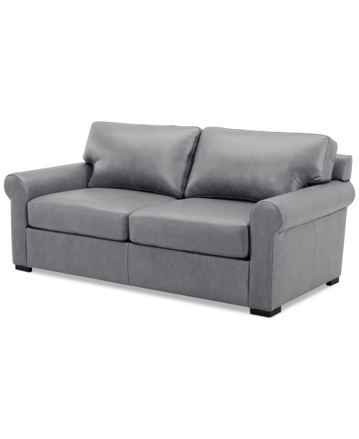 Macy's Radley 74" Leather Roll Arm Apartment Sofa, Exclusively At  In Light Grey