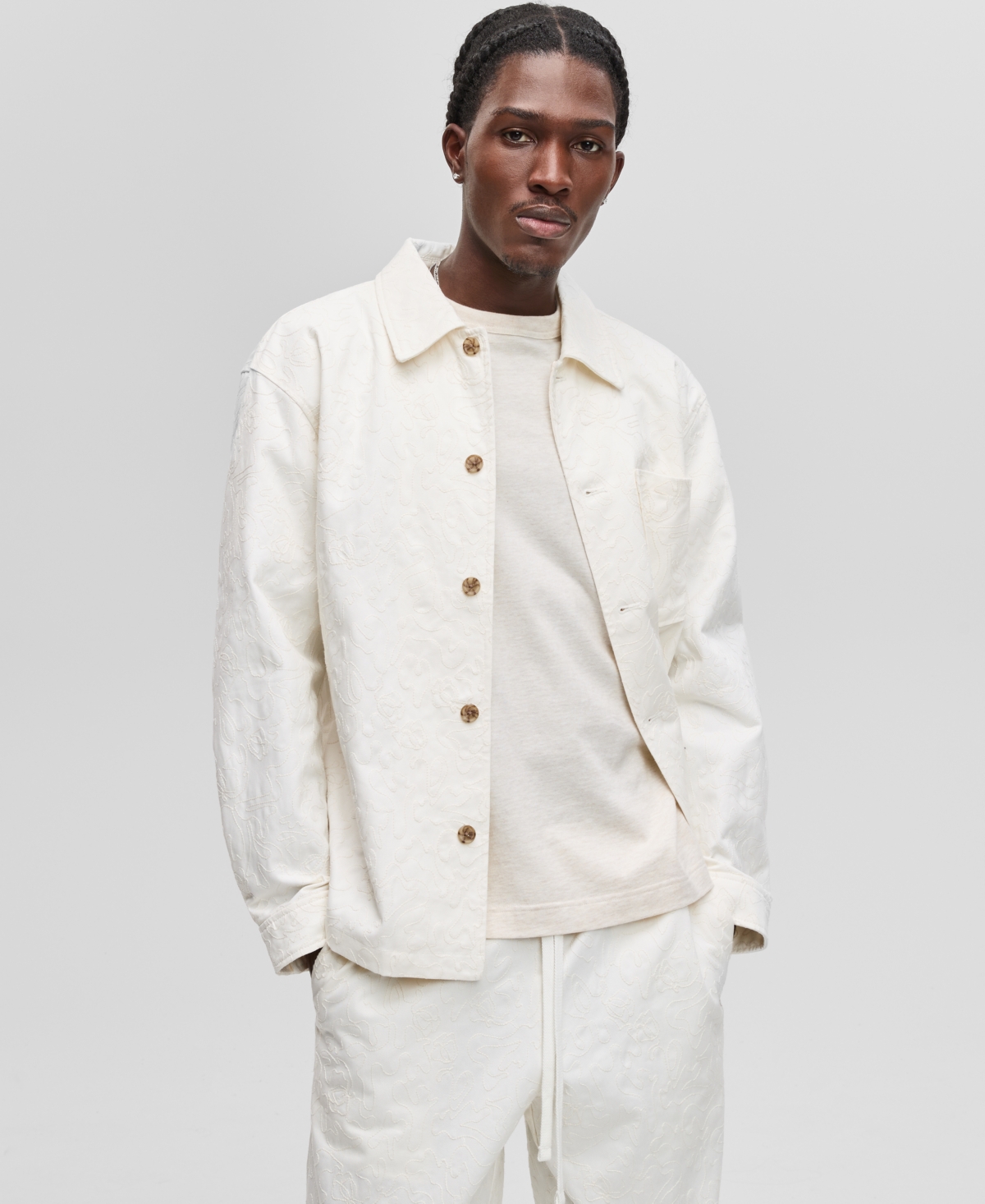 Men's Embroidered-Twill Cotton Jacket, Exclusively at Macy's - Neo Natural