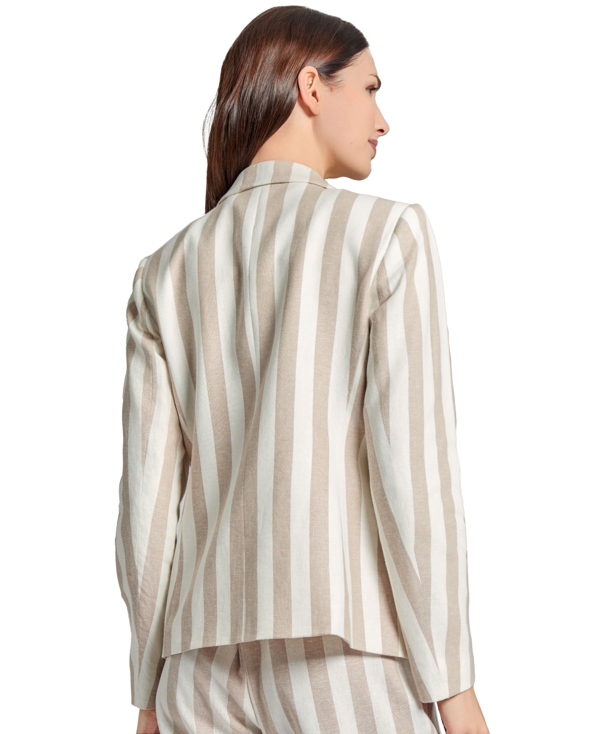 Shop Jones New York Women's Striped Open-front Blazer In Natural Stone,jones White