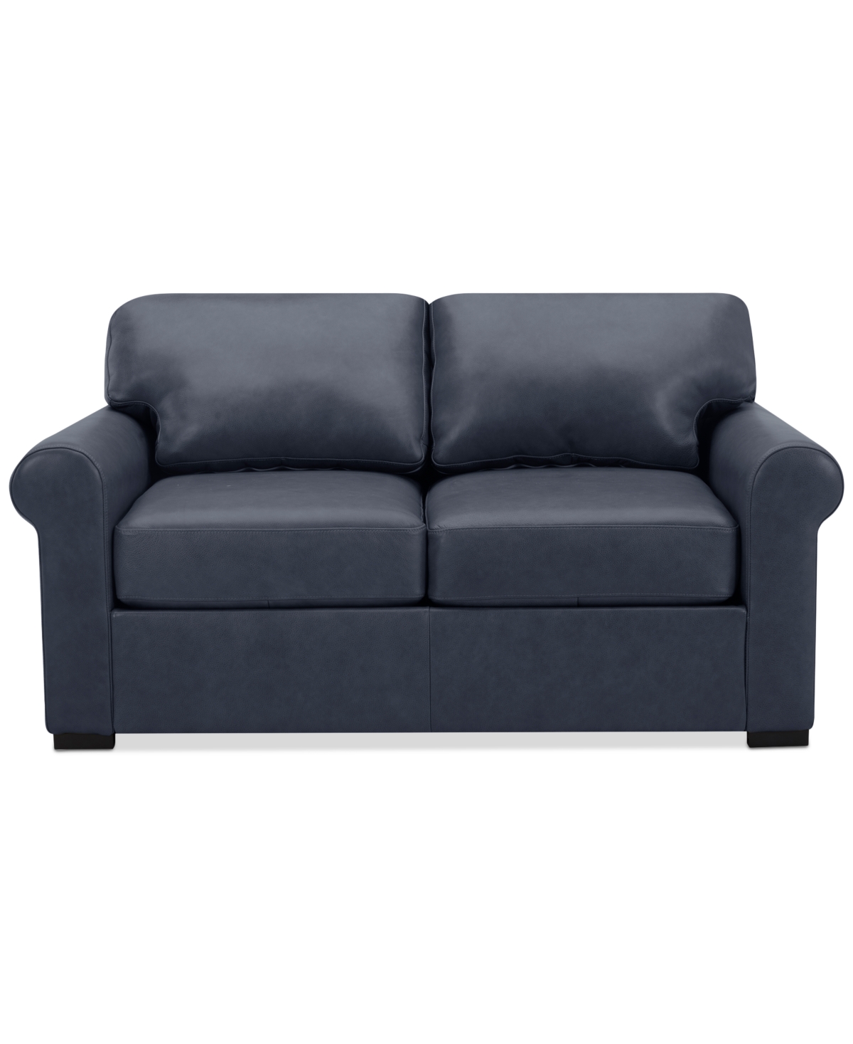 Macy's Radley 61" Leather Roll Arm Loveseat, Exclusively At  In Navy