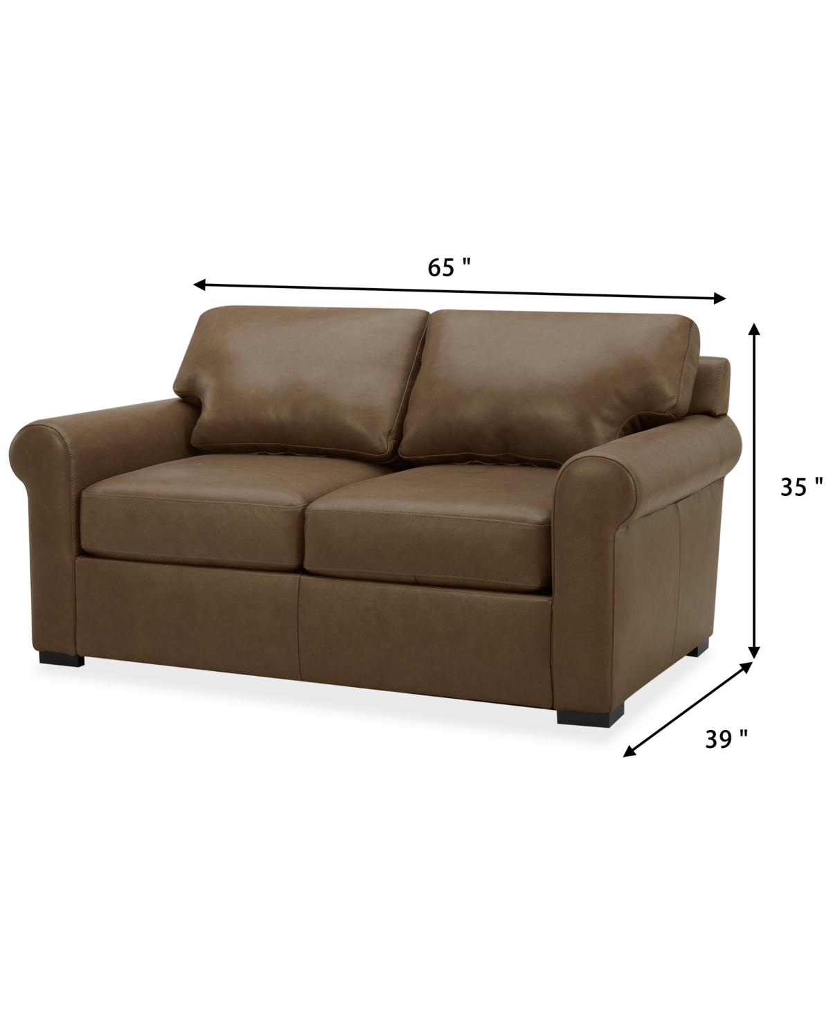 Macy's Radley 61" Leather Roll Arm Loveseat, Exclusively At  In Sand