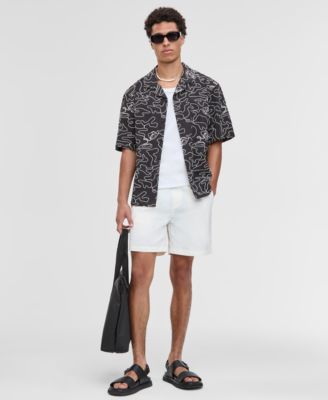 Men's Relaxed-Fit Embroidered Button-Down Poplin Camp Shirt, Exclusively at Macy's
