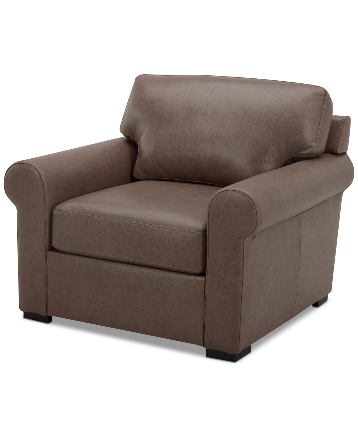 Macy's Radley 38" Leather Roll Arm Chair, Exclusively At  In Medium Brown