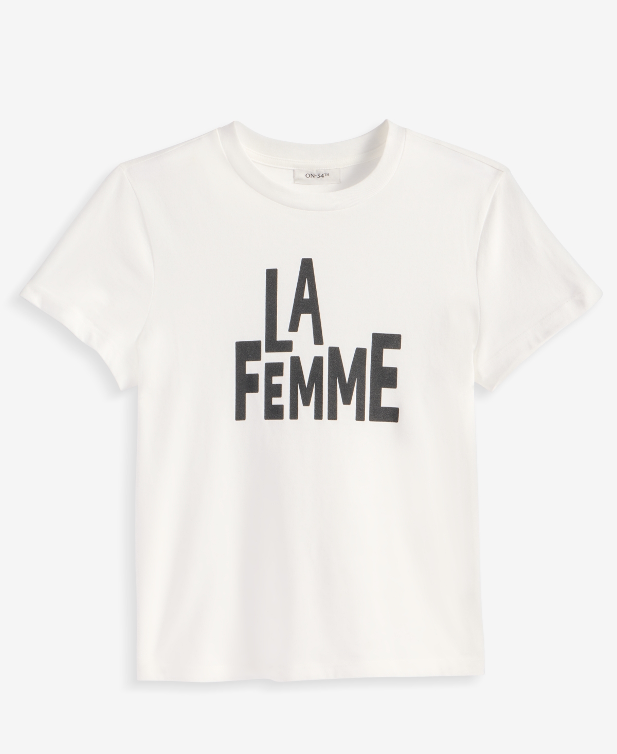 On 34th Women's La Femme Crewneck T-shirt, Exclusively At Macy's In Washed White