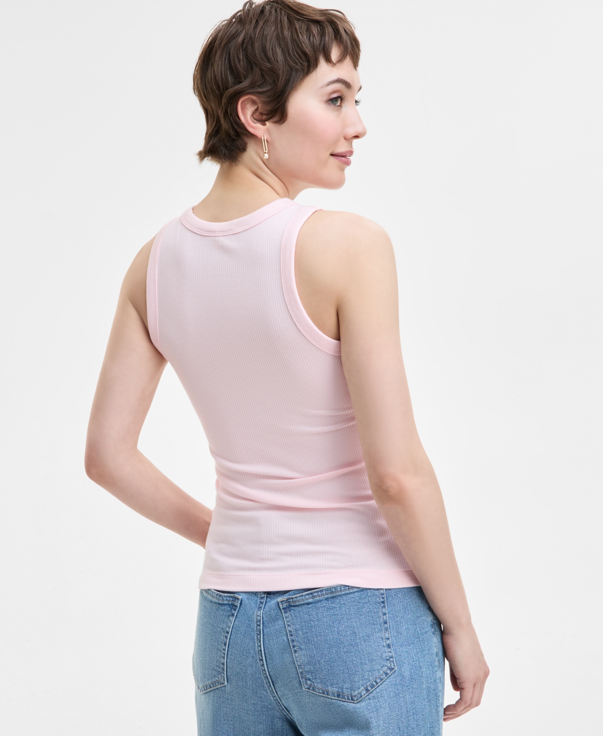 On 34th Women's Ribbed High-neck Tank Top, Xxs-4x, Created For Macy's In Pink