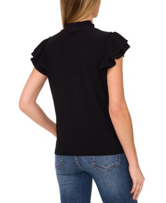 Women's Double Ruffle-Sleeve Mock-Neck Top