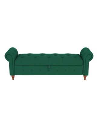 Upholstered Storage Bench with Rolled Arms