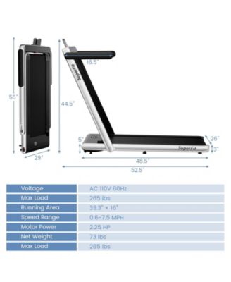 2 in 1 Under Desk Treadmill, 2.25HP Superfit Folding Treadmill with Touch Panel Control, App Control, Remote Control, Bluetooth Speaker, Foldable Walking Treadmills for Home Office
