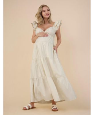 Maternity Ruffle Sleeve Tie-Back Maxi Dress - Motherhood