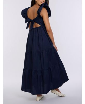 Maternity Ruffle Sleeve Tie-Back Maxi Dress - Motherhood