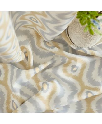 Tanner Ogee Ikatt Damask Patterned Window Grommet Curtains Bedroom - Light Blocking Darkening Window Panels, Set of 2 (Grey/Gold, 37 W x 96 L)