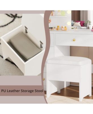 Vanity Desk with Mirror and Lights, Small Makeup Vanity Table with 5 Drawers