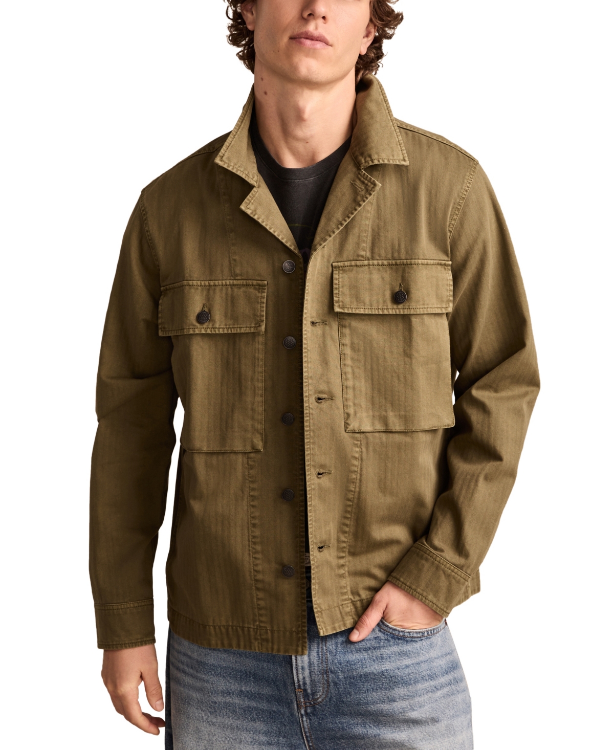 Lucky Brand Men's Military Shirt Jacket In Deep Lichen Green