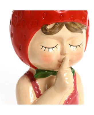 Lady Strawberries Ceramic 8.7-Inch Tall Sculpture Vase