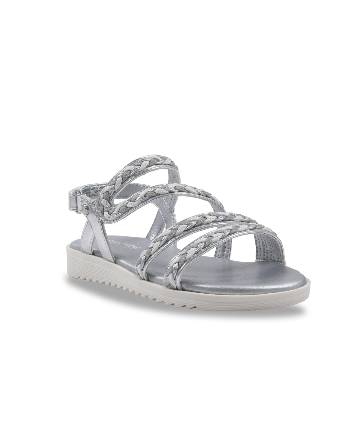 Kenneth Cole Reaction Kids' Little And Big Girls Lotus Rina Gladiator Sandal In Silver