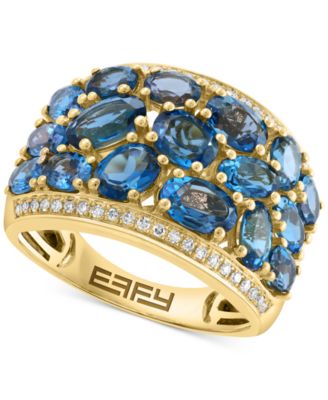 EFFY Collection - London Blue Topaz (4-5/8 ct. t.w.) & Diamond (1/6 ct. t.w.) Cluster Ring in 14k Gold