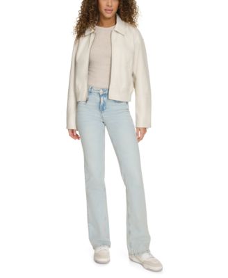 Women's Faux Leather Lightweight Bomber Jacket