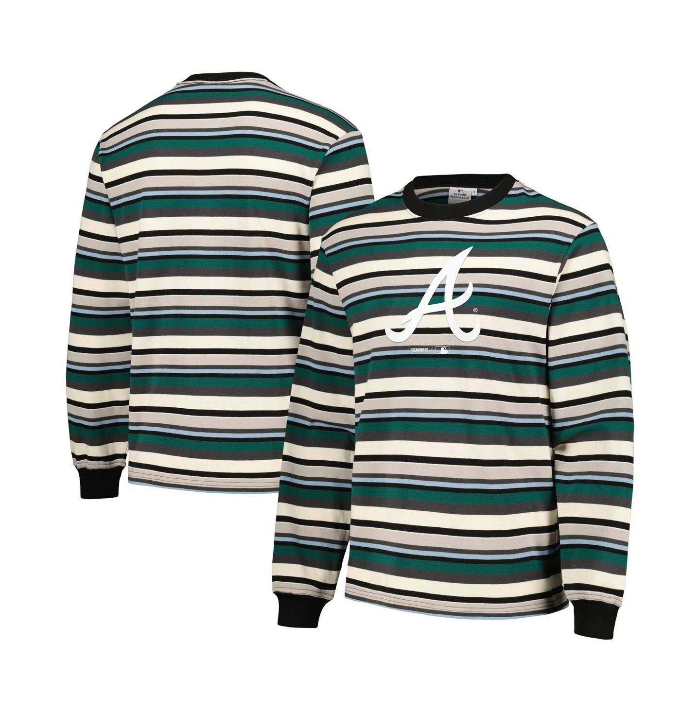 Мужская футболка PLEASURES Cream/Green Atlanta Braves Ballpark Long Sleeve — фото 1